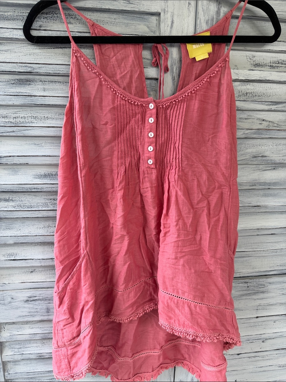 Maeve Women’s Pink Sleeveless Button-Front Tank Bohemian Top Size 8